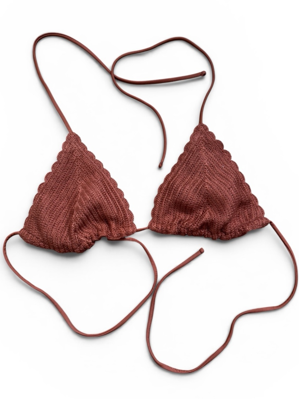Wild Fable Crochet Triangle Bikini Top in Brown
